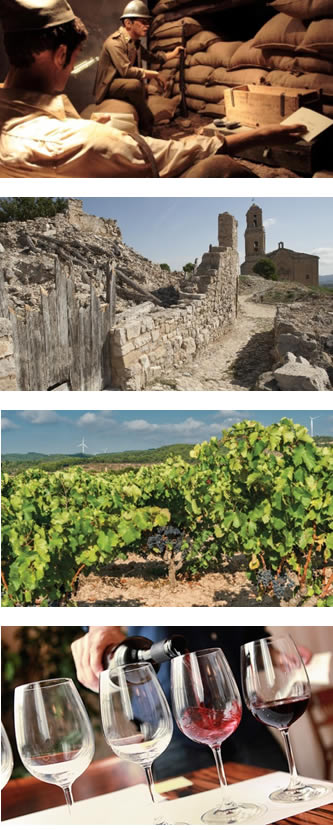 Día 4. Centro Interpretación 115 días – Poble Vell de Corbera d'Ebre – Visita a los viñedos – bodega/museo – cata de vinos
